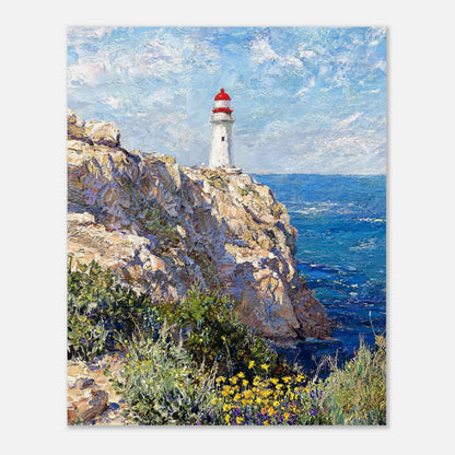 Coastal Cliff Lighthouse Coastal View Impressionist Art Print
