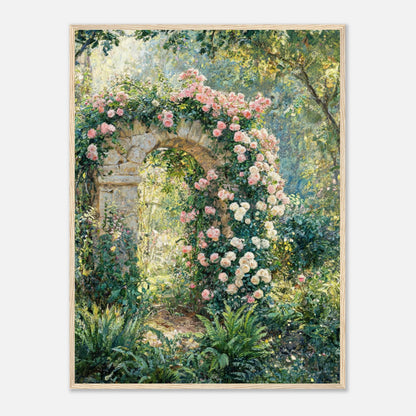 Rose-Covered Stone Arch & Sunlit Garden Impressionist Art Print