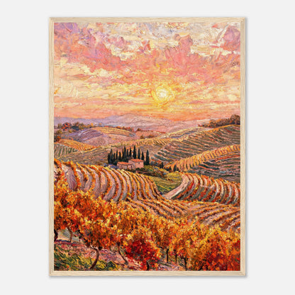 Tuscan Hills Autumn Sunset Vineyard Impressionist Art Print
