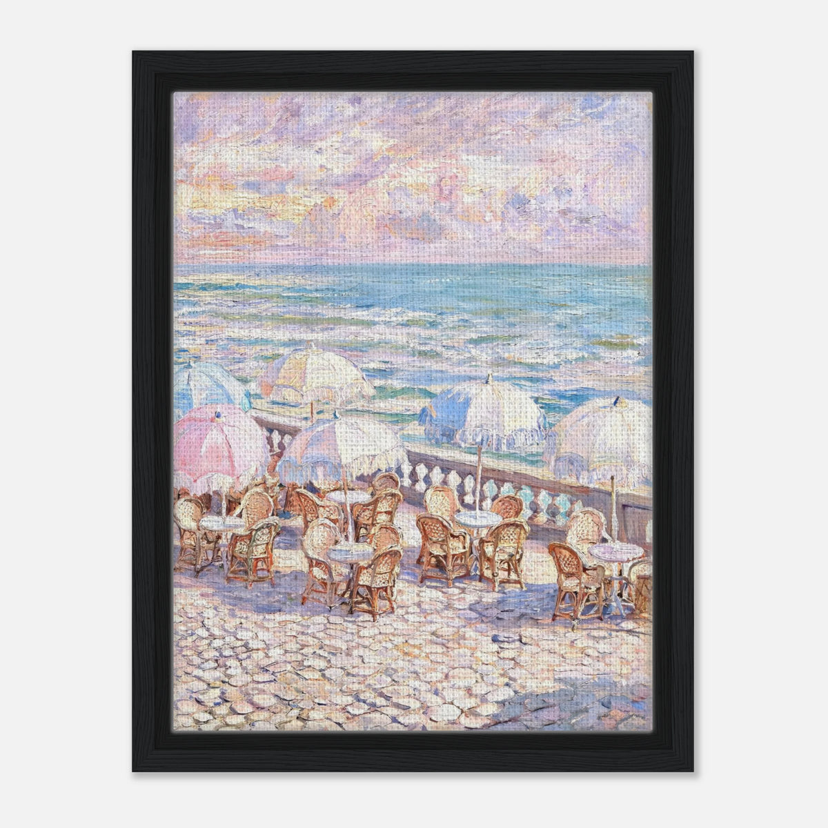 Pastel Seaside Cafe Impressionist Art Print