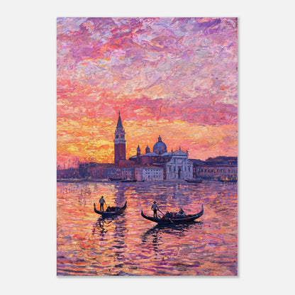 Venetian Gondolas at Sunset Impressionist Art Print