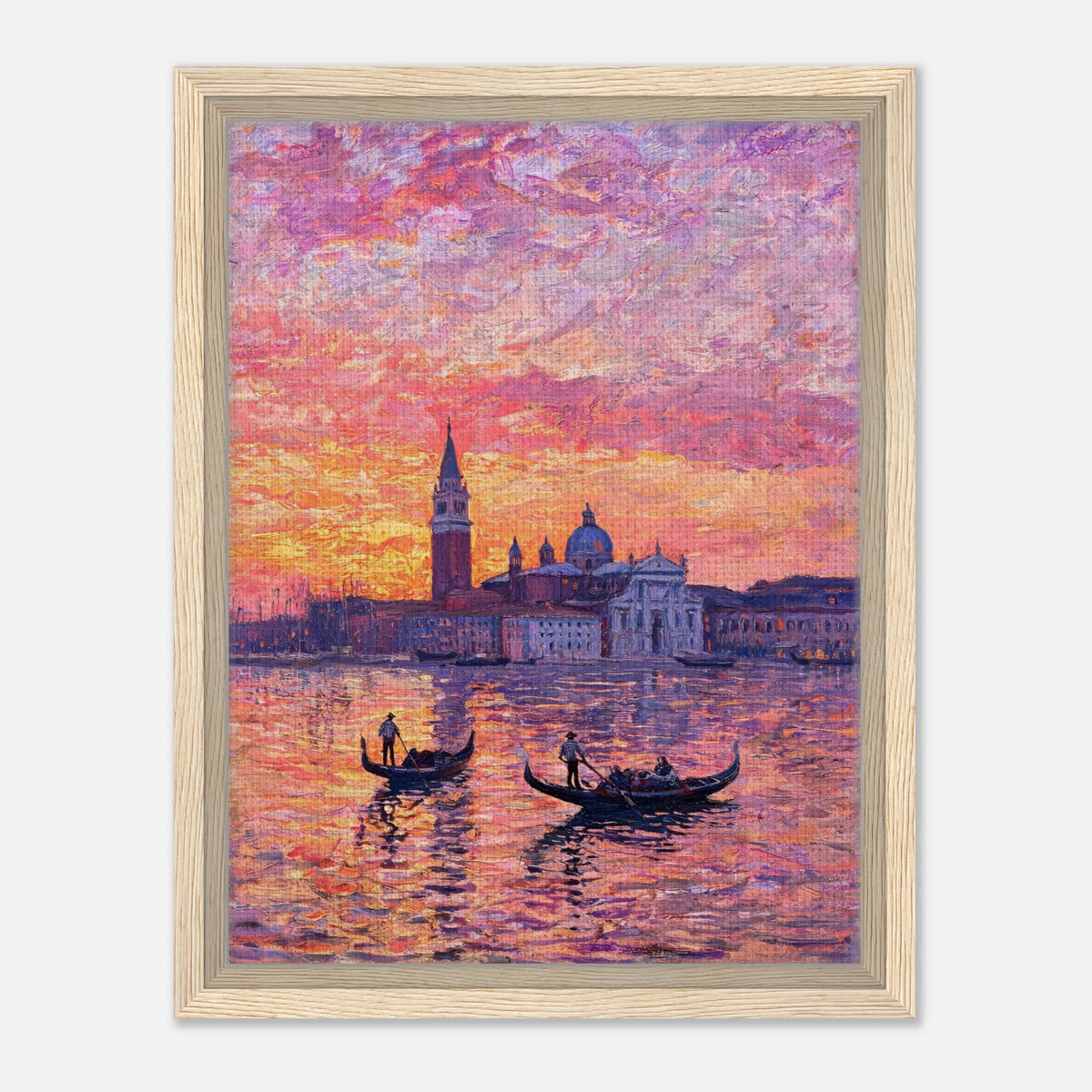 Venetian Gondolas at Sunset Impressionist Art Print