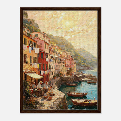 Sunlit Mediterranean Coastal Village Impressionist Art Print