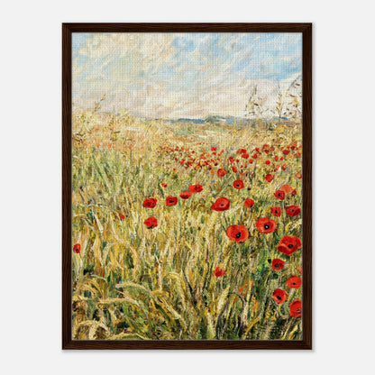Golden Meadow & Red Poppies Impressionist Art Print