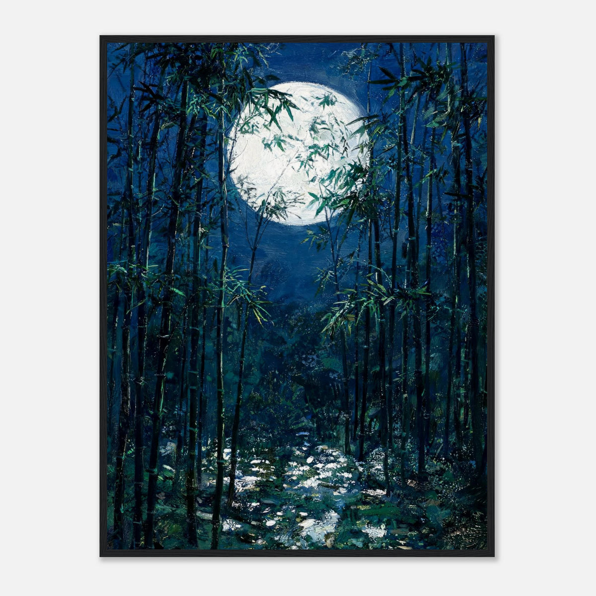 Moonlit Bamboo Forest Impressionist Art Print