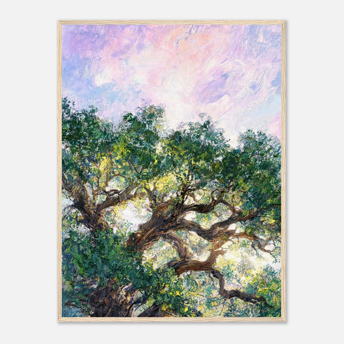 Ancient Tree & Pastel Sky Impressionist Art Print