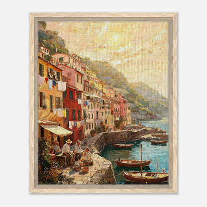 Sunlit Mediterranean Coastal Village Impressionist Art Print