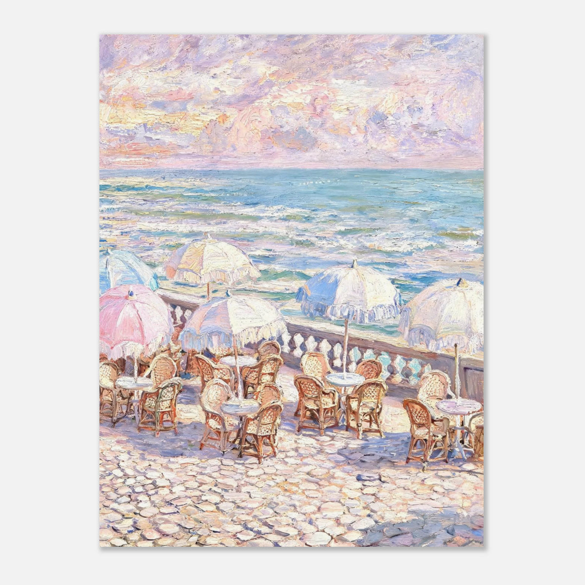 Pastel Seaside Cafe Impressionist Art Print