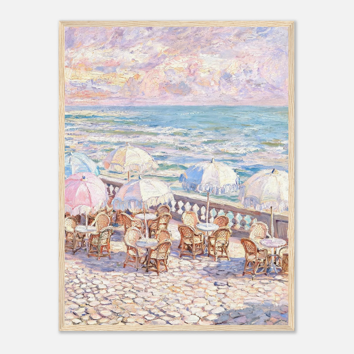 Pastel Seaside Cafe Impressionist Art Print