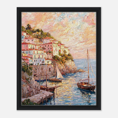 Amalfi Coast Sunset Village Impressionist Art Print