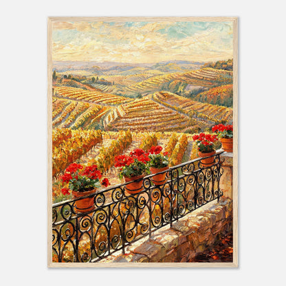 Tuscan Terrace Autumn Vineyard View Impressionist Art Print