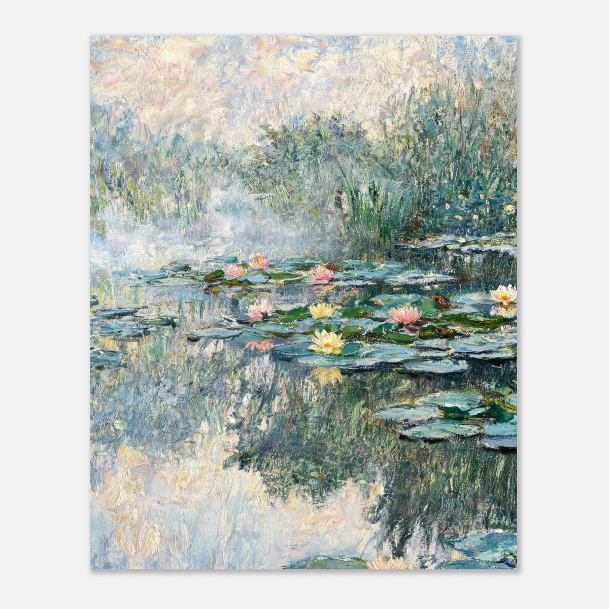 Misty Morning Water Lilies Impressionist Art Print
