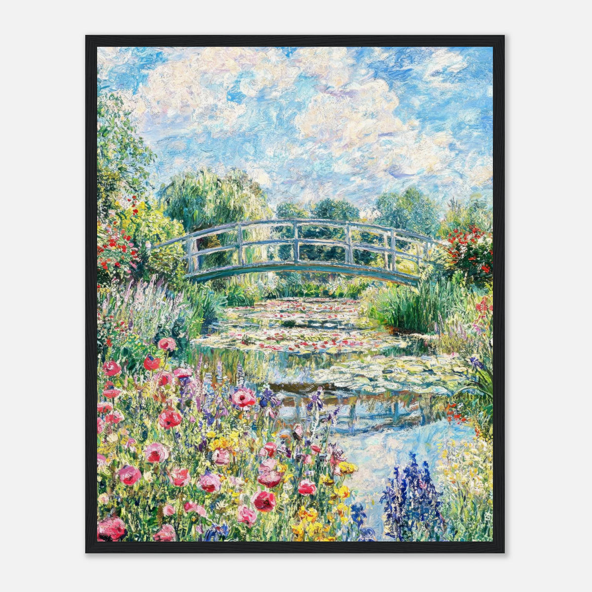 Monet's Flower Garden & Japanese Bridge Impressionist Art Print