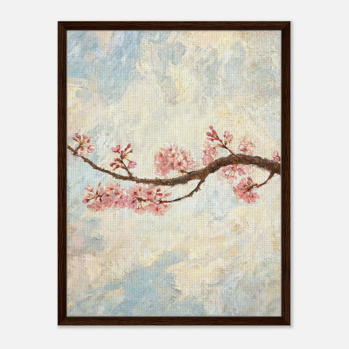 Blossoming Cherry Branch & Pastel Sky Impressionist Art Print