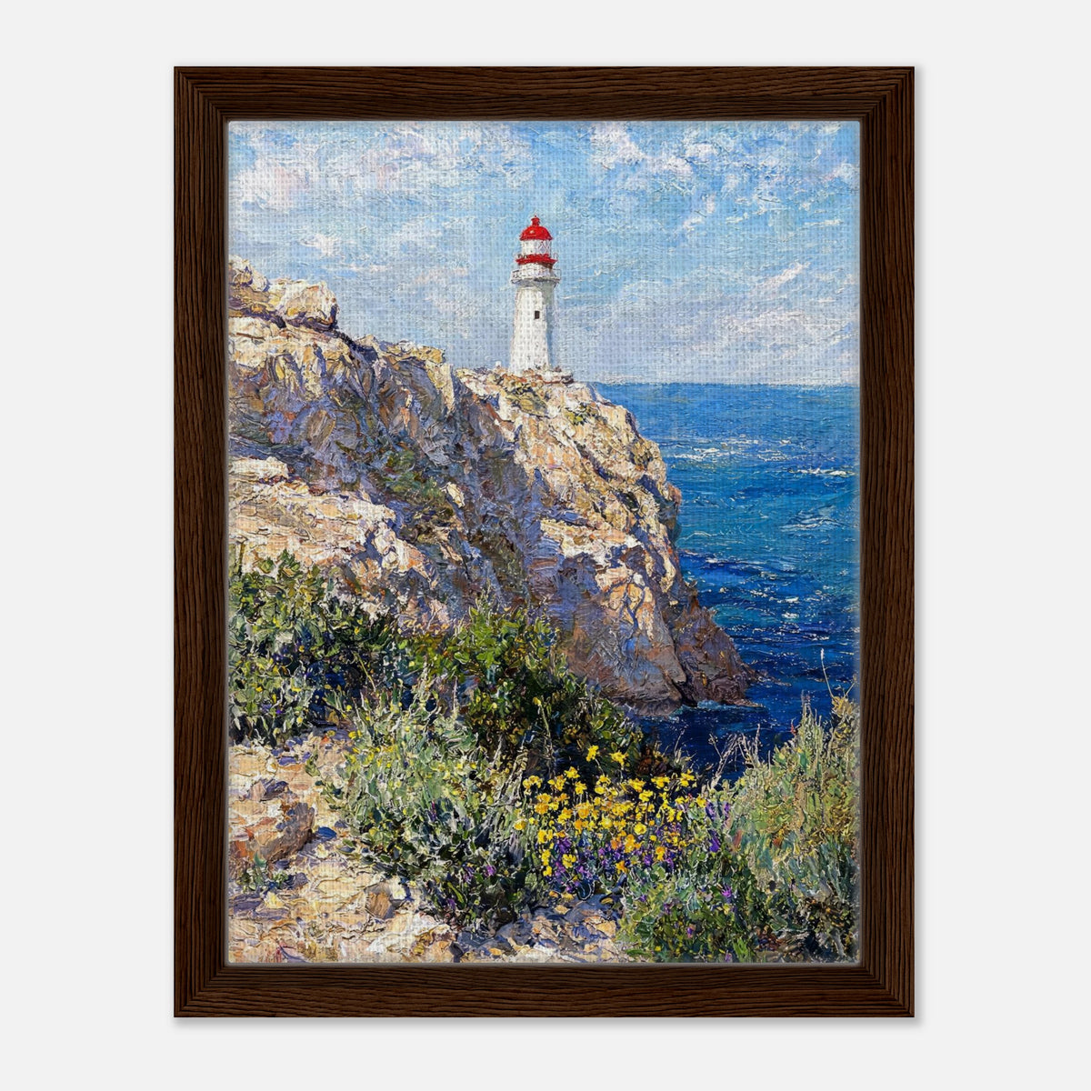 Coastal Cliff Lighthouse Coastal View Impressionist Art Print