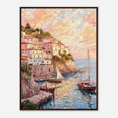 Amalfi Coast Sunset Village Impressionist Art Print