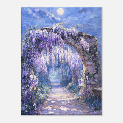 Moonlit Wisteria Stone Arch Impressionist Art Print