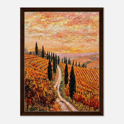 Tuscan Cypress Road Autumn Vineyard Impressionist Art Print