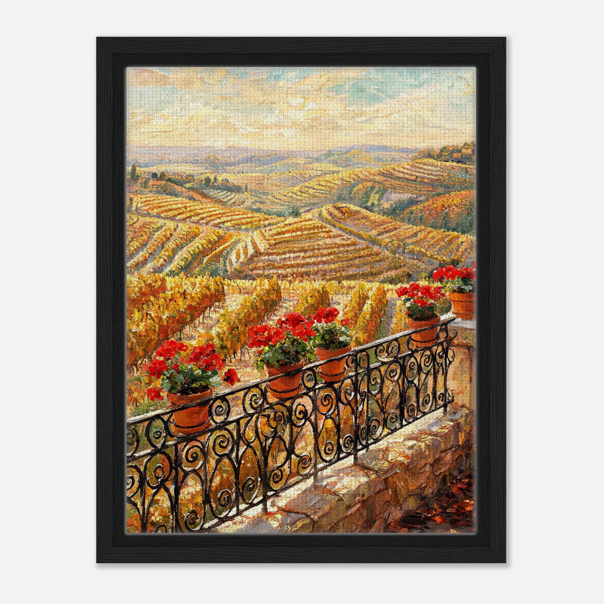 Tuscan Terrace Autumn Vineyard View Impressionist Art Print