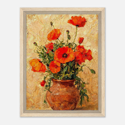 Vibrant Red Poppies in Terracotta Vase Impressionist Art Print