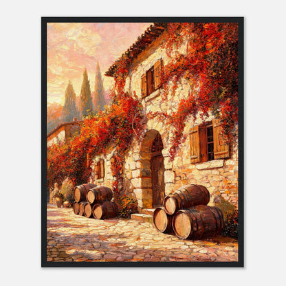 Autumn European Winery Wine Barrels Impressionist Art Print