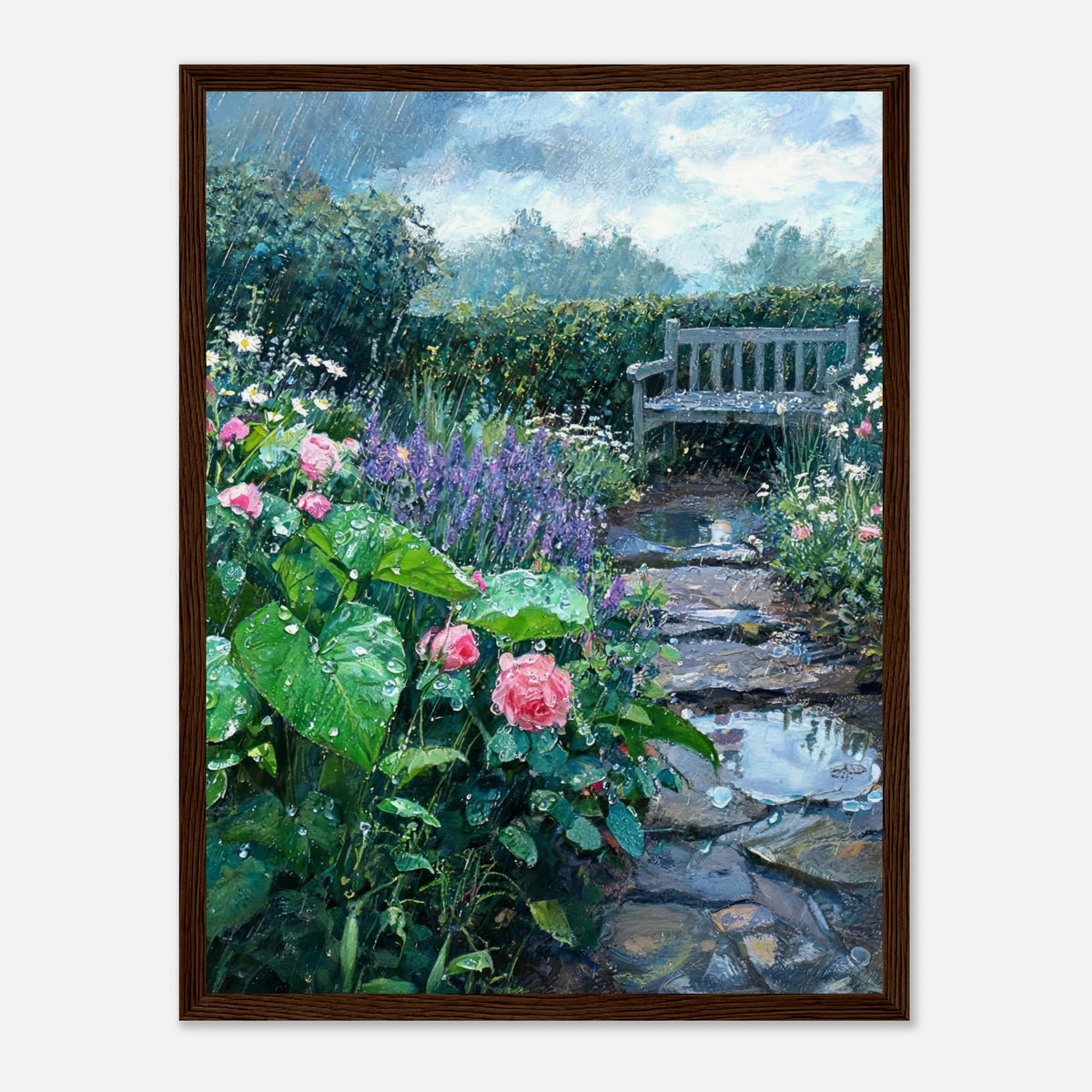 Raindrops in the Secret Garden Impressionist Art Print