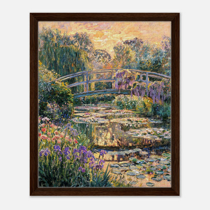 Golden Sunset Japanese Bridge Impressionist Art Print