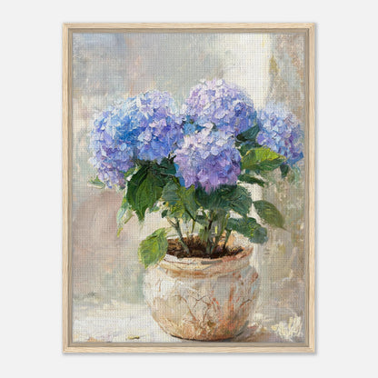 Blue Hydrangeas in Rustic Pot Impressionist Art Print