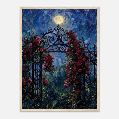 Moonlit Rose Arch Garden Impressionist Art Print