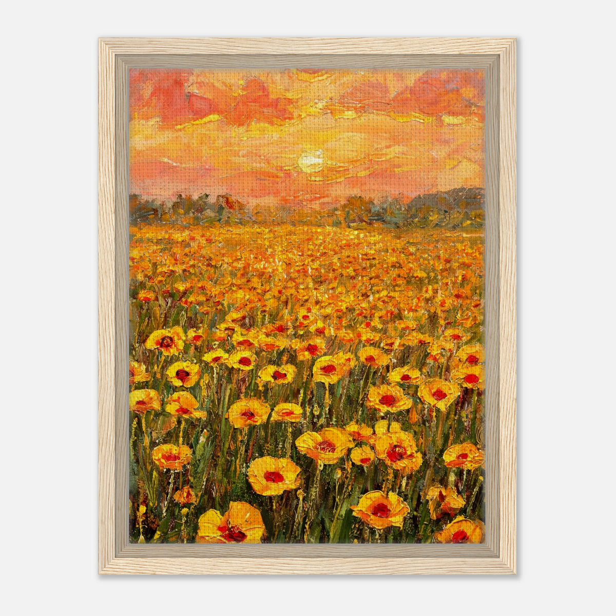 Golden Poppy Field at Sunset Impressionist Art Print