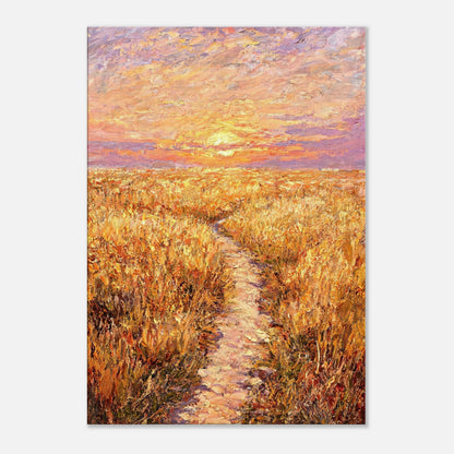 Golden Meadow at Sunset Impressionist Art Print