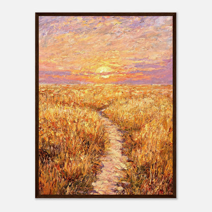 Golden Meadow at Sunset Impressionist Art Print
