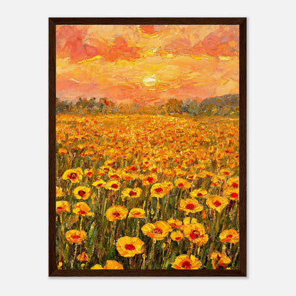 Golden Poppy Field at Sunset Impressionist Art Print