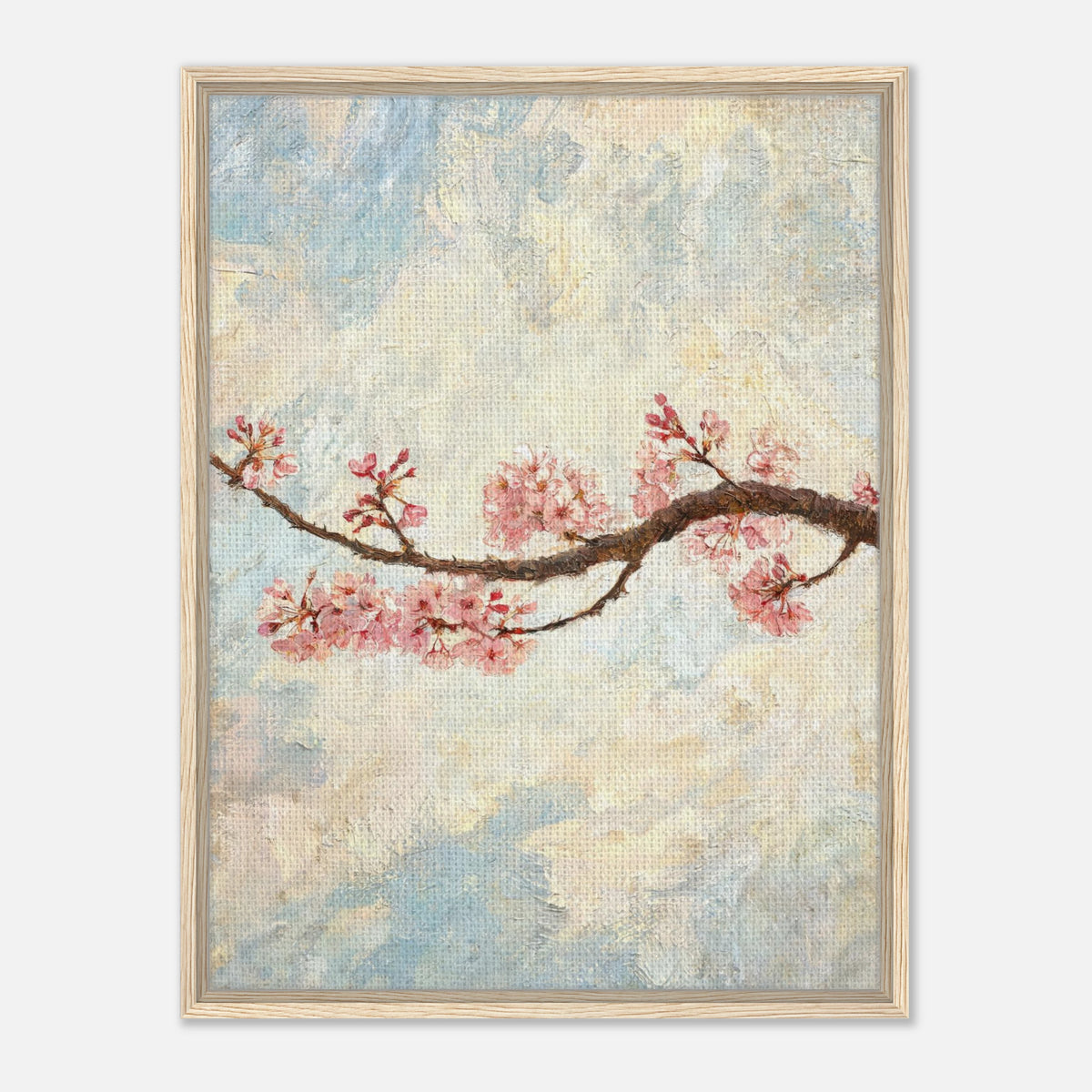 Blossoming Cherry Branch & Pastel Sky Impressionist Art Print