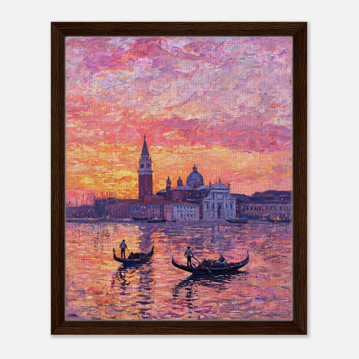 Venetian Gondolas at Sunset Impressionist Art Print