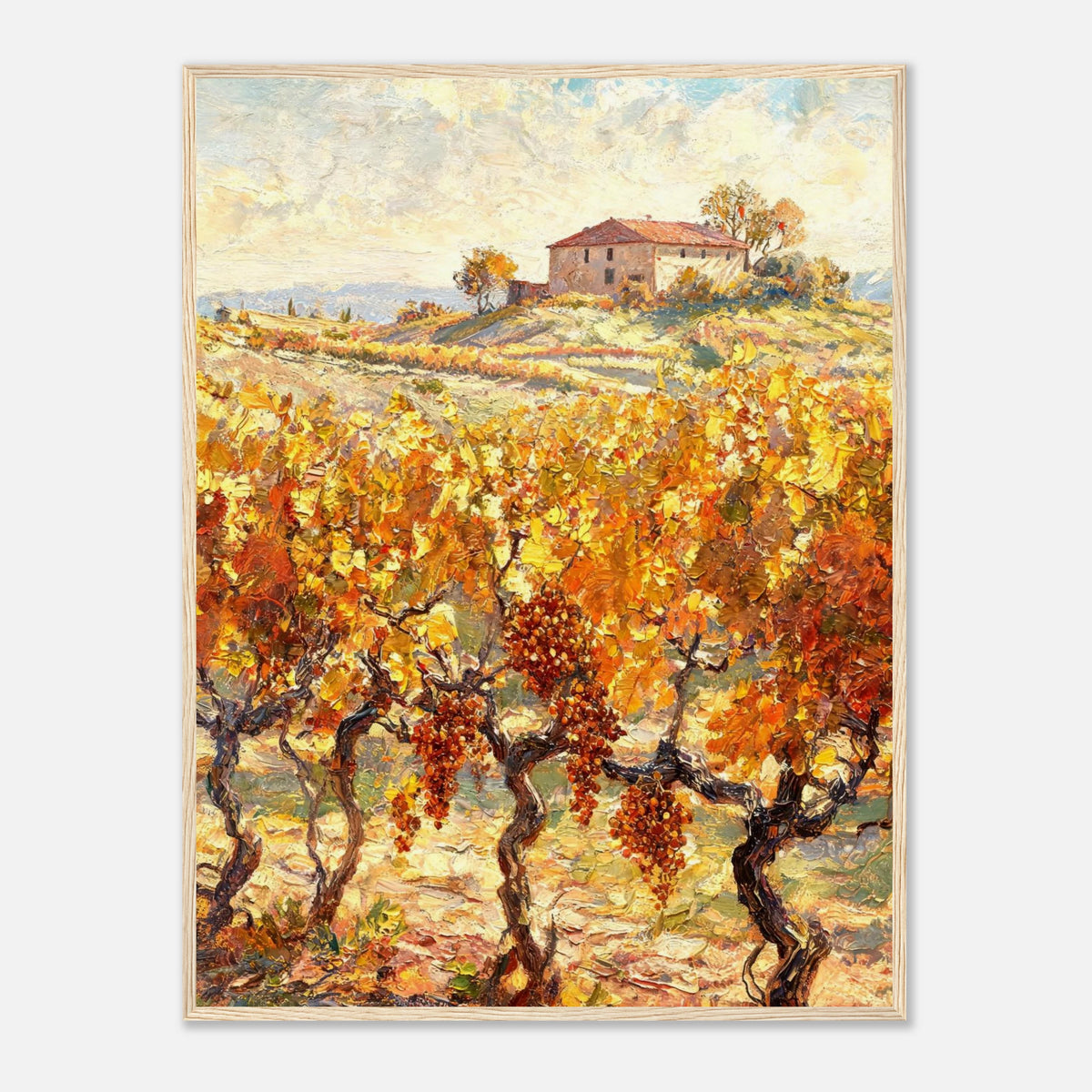 Tuscan Vineyard in Autumn Impressionist Art Print