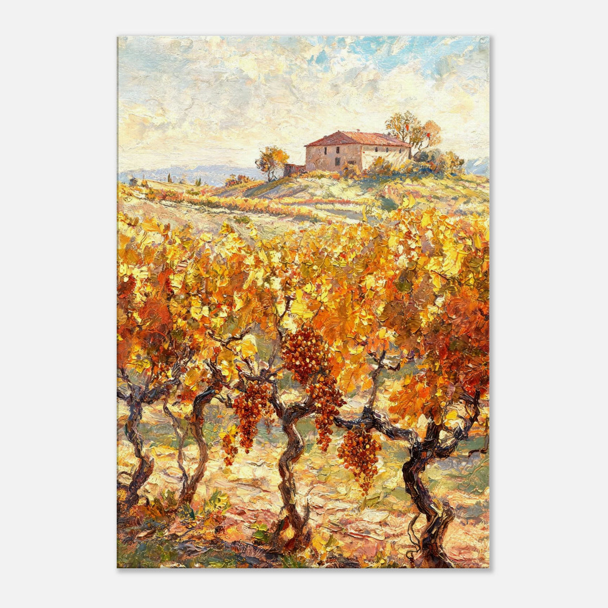 Tuscan Vineyard in Autumn Impressionist Art Print