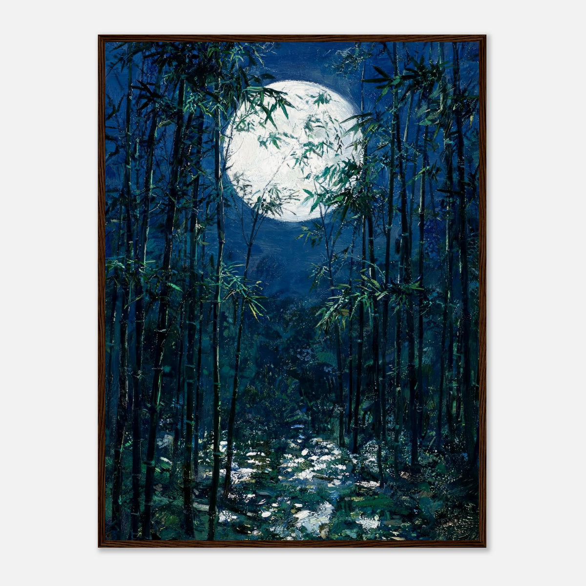 Moonlit Bamboo Forest Impressionist Art Print