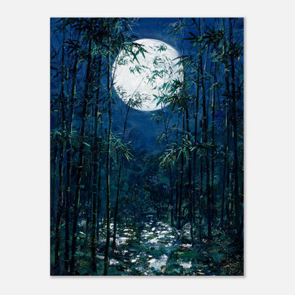 Moonlit Bamboo Forest Impressionist Art Print