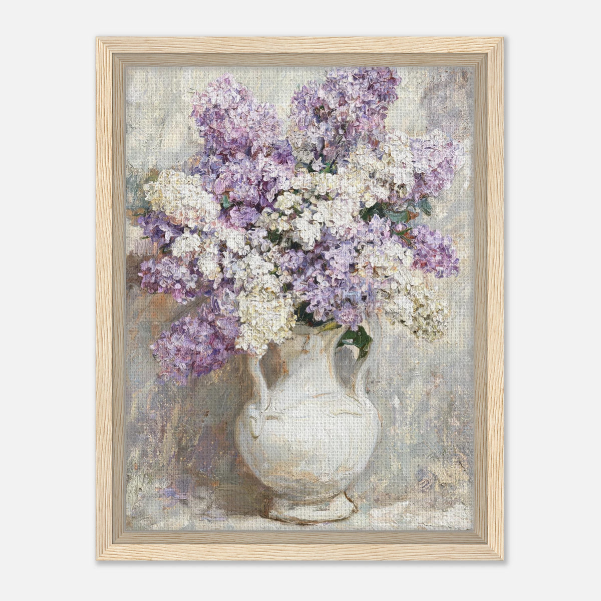 Lilac Blossoms in White Ceramic Vase Impressionist Art Print