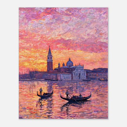 Venetian Gondolas at Sunset Impressionist Art Print