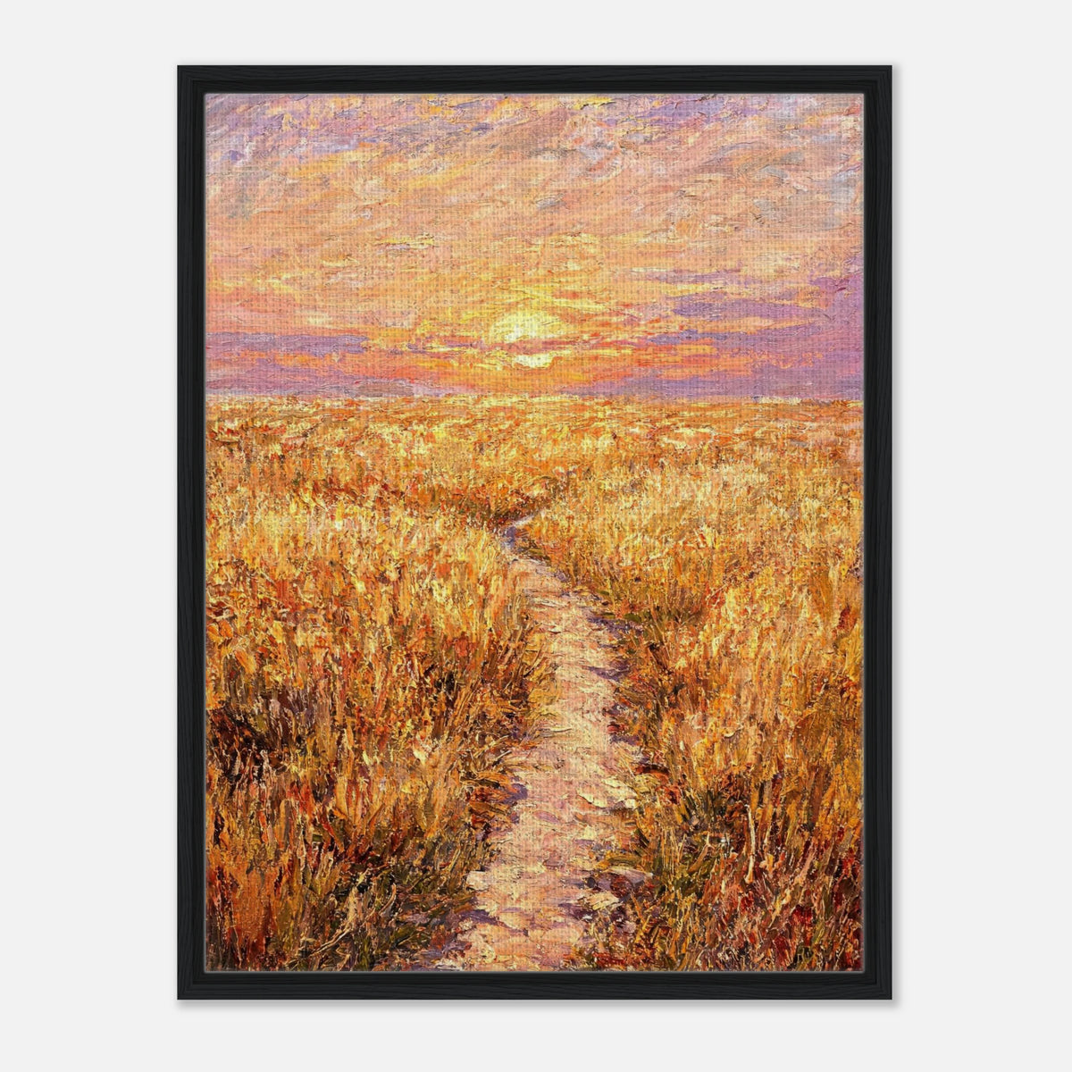 Golden Meadow at Sunset Impressionist Art Print