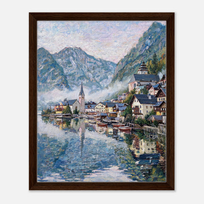 Alpine Lakeside Village Impressionist Art Print
