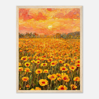 Golden Poppy Field at Sunset Impressionist Art Print