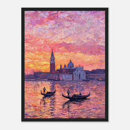 Venetian Gondolas at Sunset Impressionist Art Print