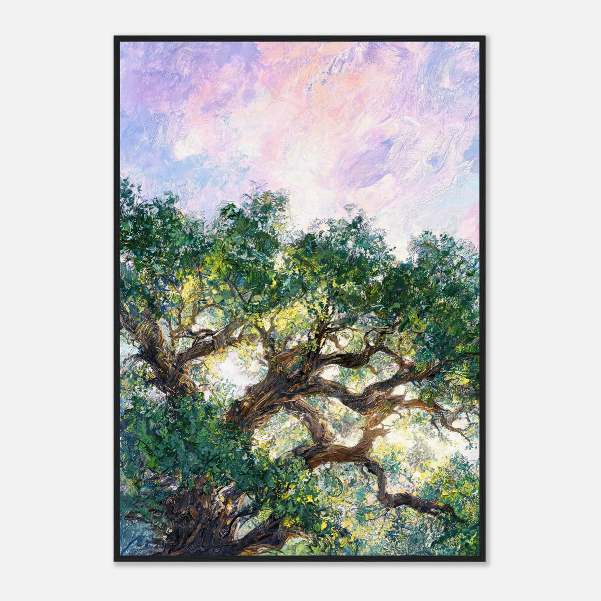 Ancient Tree & Pastel Sky Impressionist Art Print