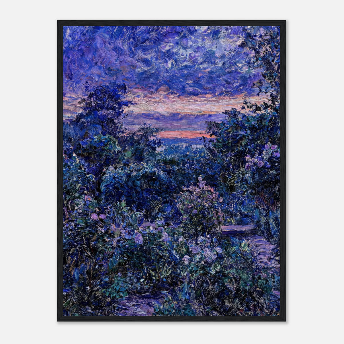 Twilight Garden & Blue Dusk Impressionist Art Print