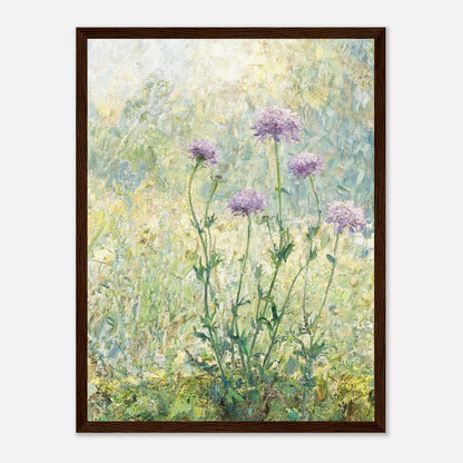 Wild Purple Blossoms in Sunlit Meadow Impressionist Art Print