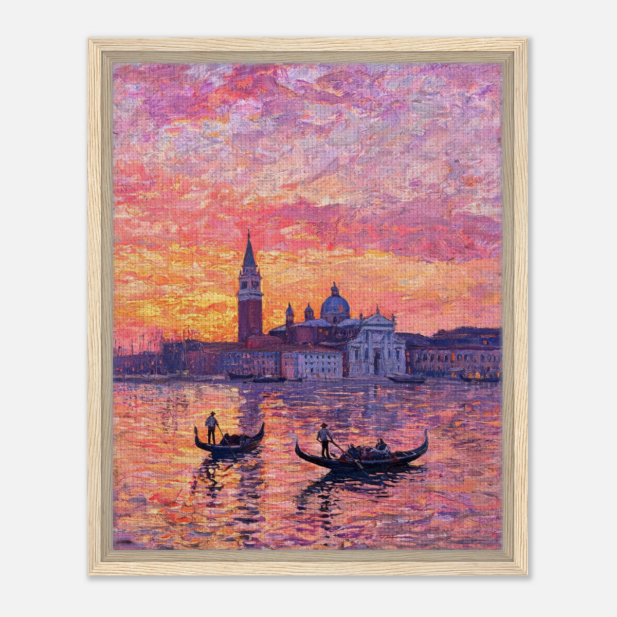 Venetian Gondolas at Sunset Impressionist Art Print