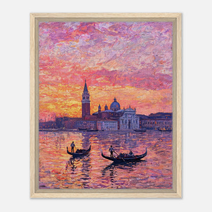Venetian Gondolas at Sunset Impressionist Art Print